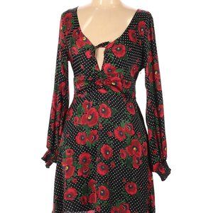 Free People 100% Polyester Black Floral Dress 12